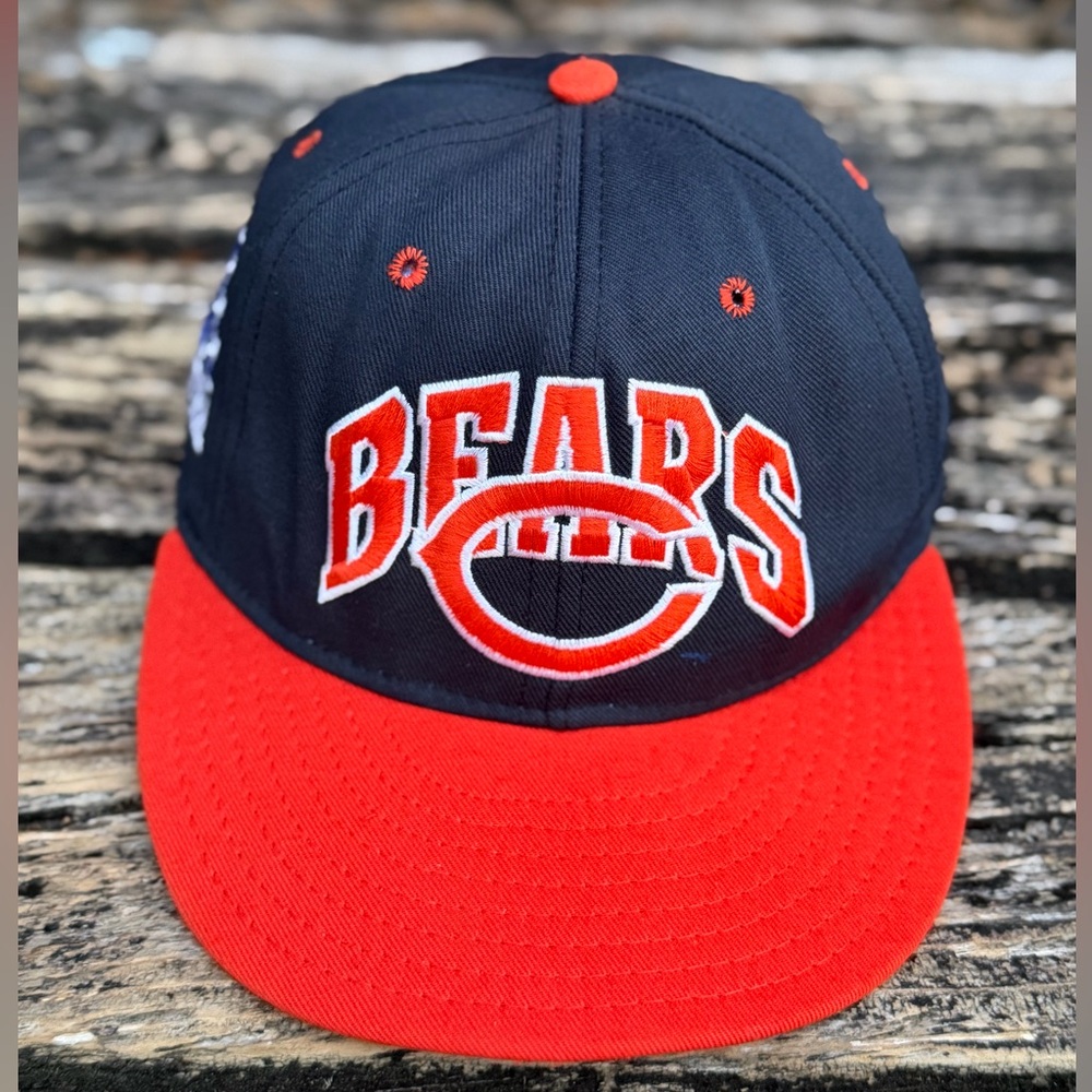Vintage Chicago Bears Team NFL ANNCO Double Logo Sz 7 1/8 Fitted Cap Hat F3